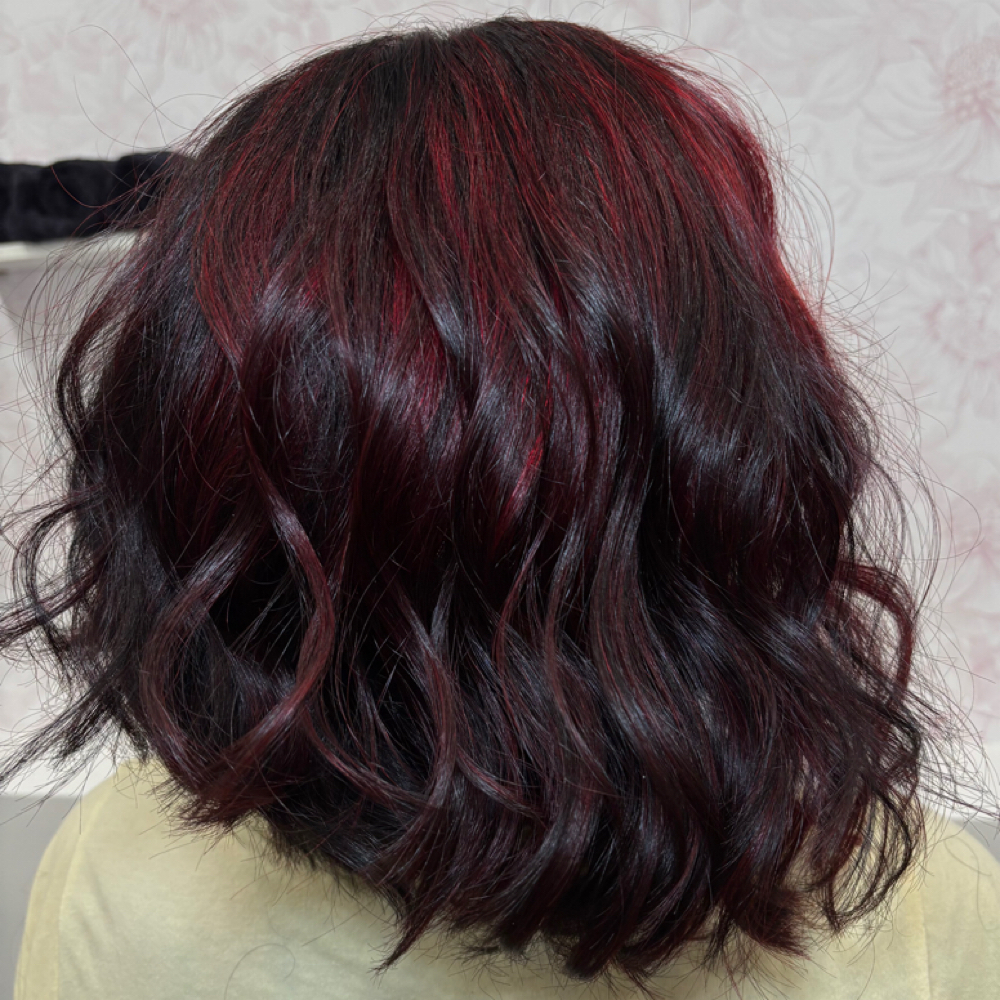 Root Color W/Partial Foil & Haircut at Hair by Caitlyn in Johnston, RI