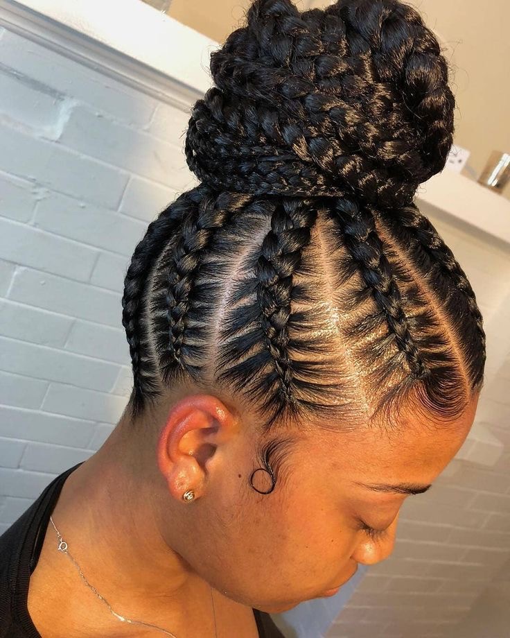 Women Braid Top Bun With Added Hair