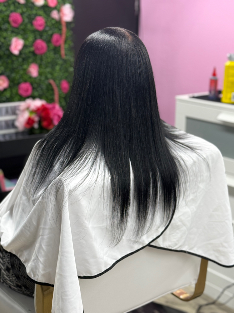 Silk Press + Tracks Added/ Clip Ins