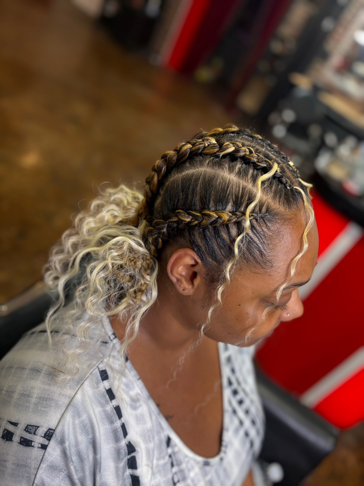 Braids To Low Buns (curls Added)