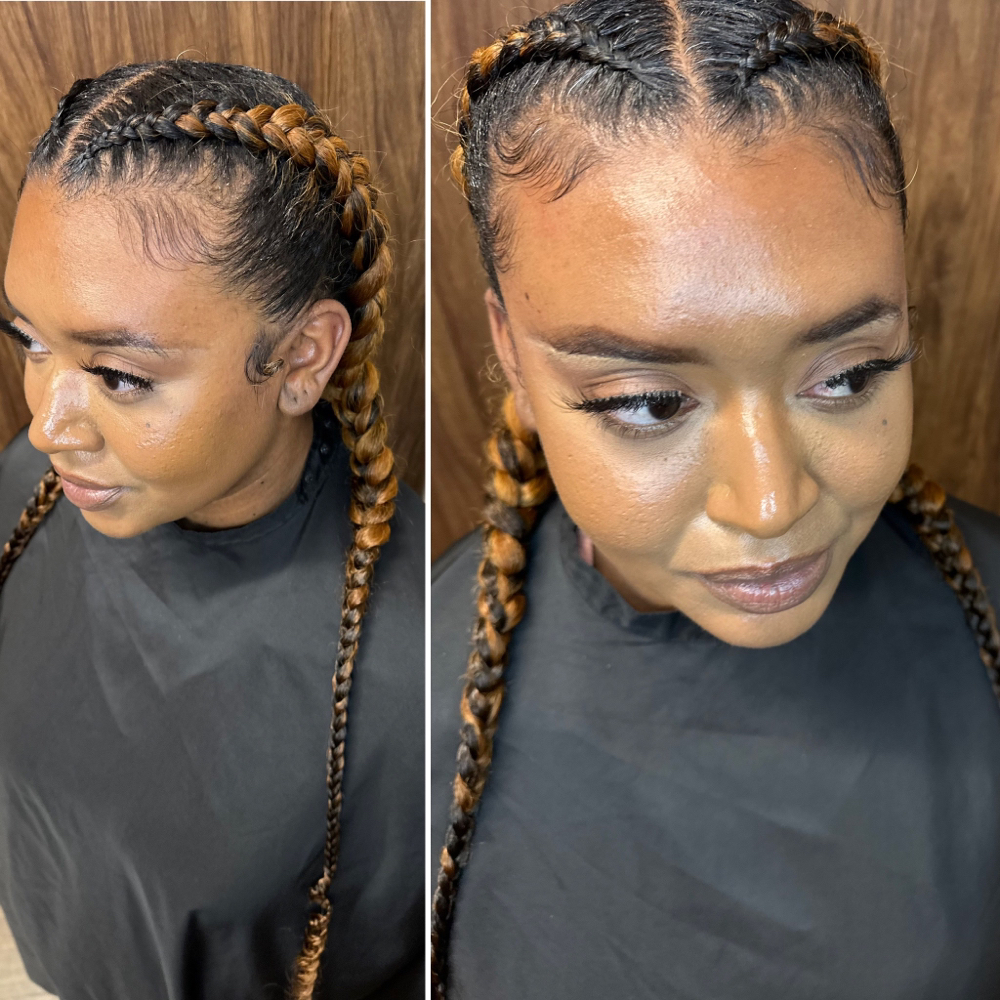 2 Cornrows w/ Hair Added (Feed In)