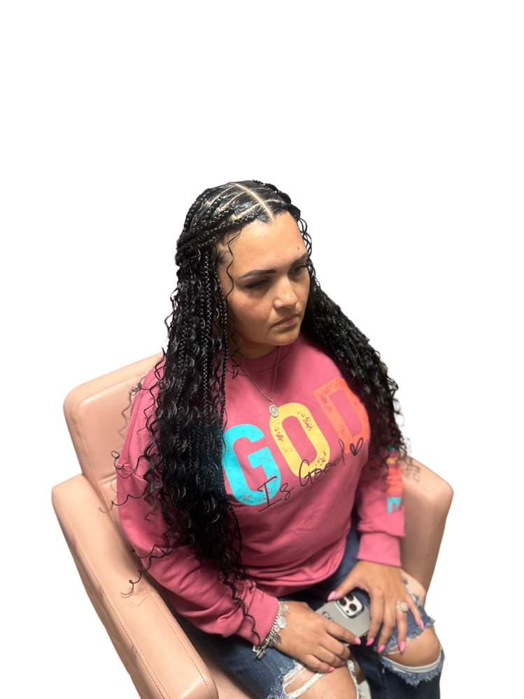 Med Boho Knotless braids at Applying Pressure in yoakum, TX