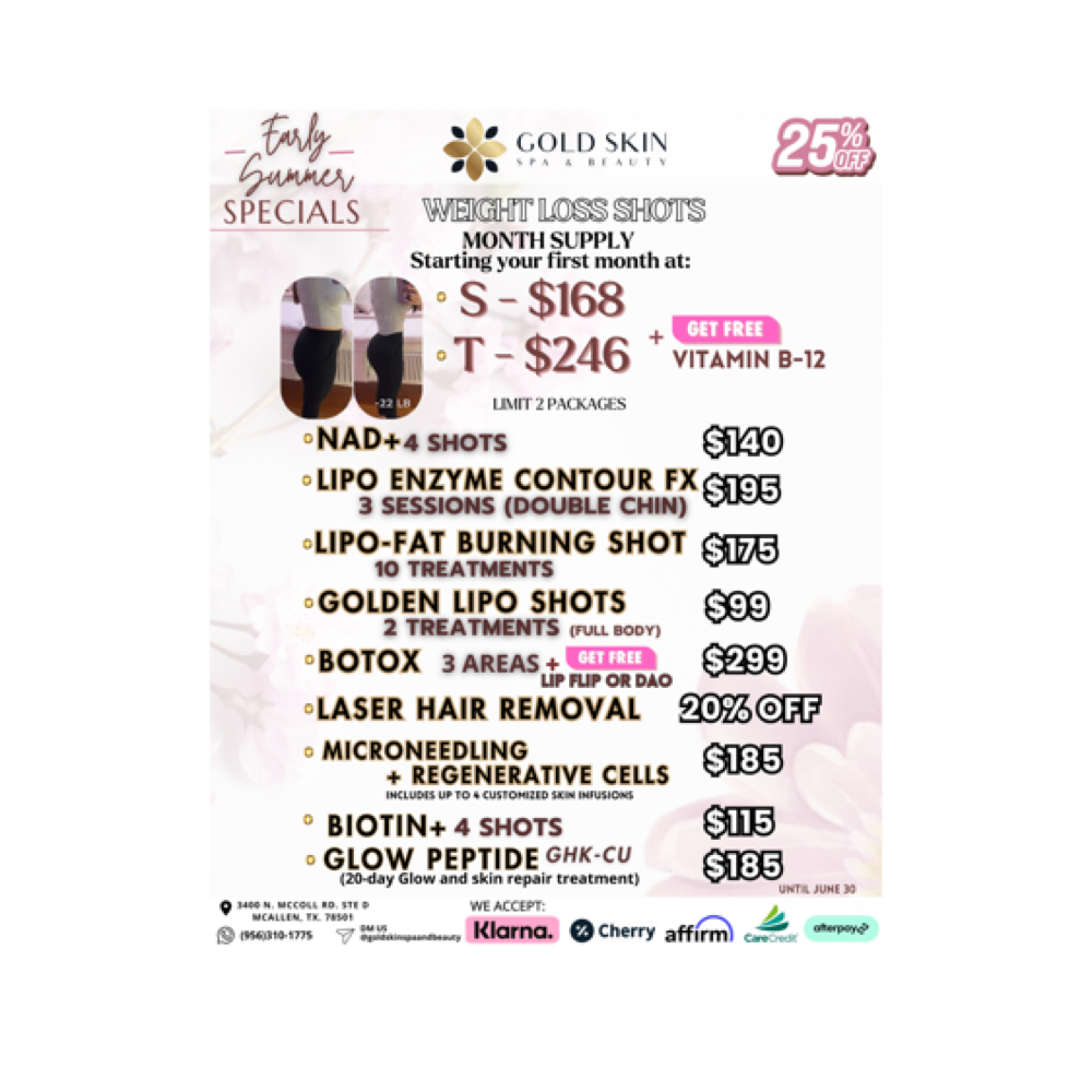 SPECIALS at GOLD SKIN SPA AND BEAUTY in MCALLENT, TX