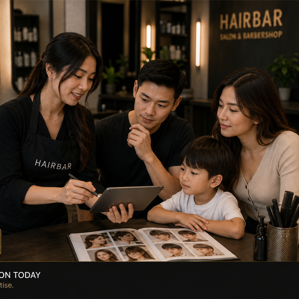 Hair Consultation at HairBar Salon BarberShop in Cross Roads, TX