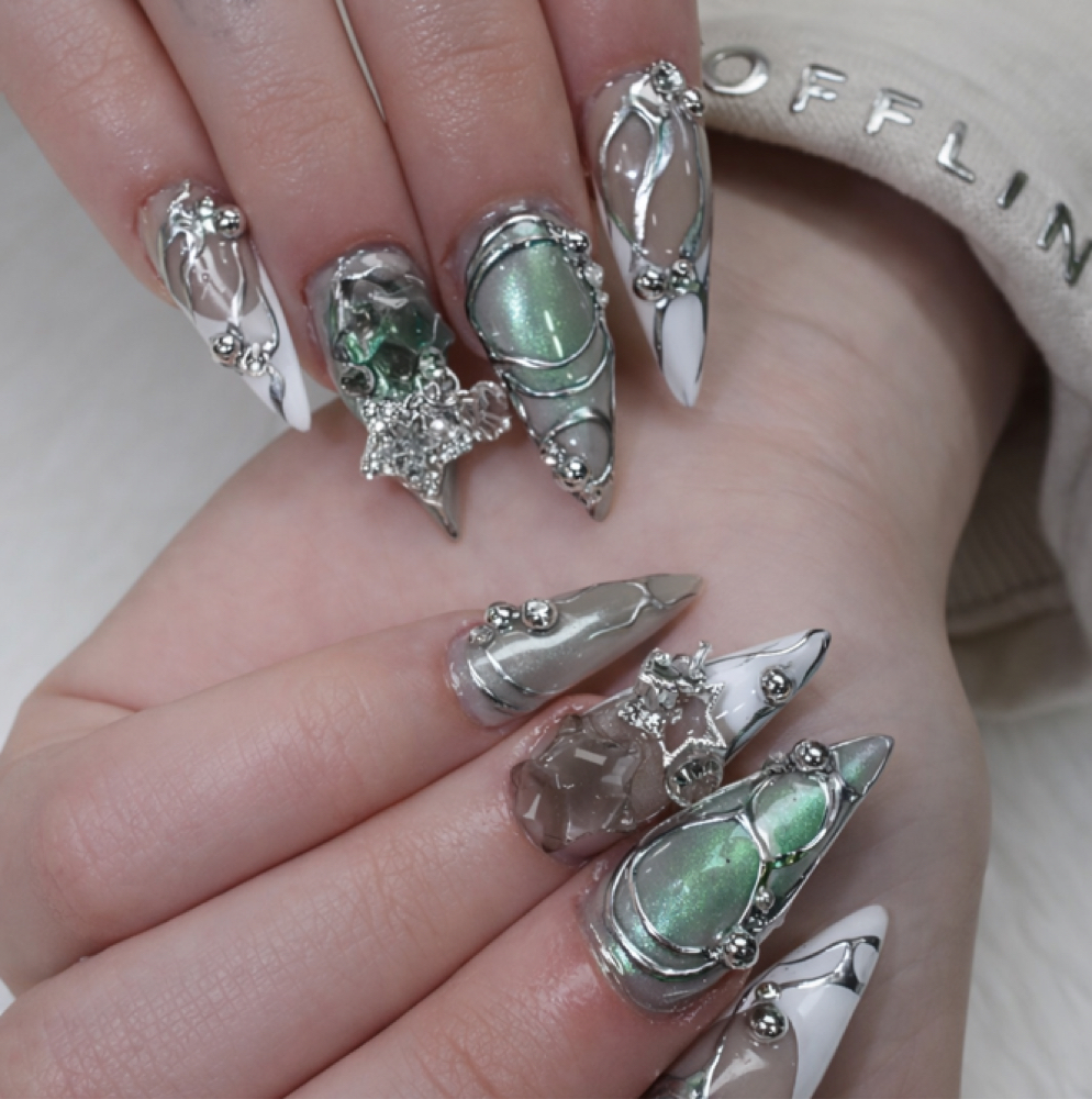 Emerald Chrome Fantasy at Almo Nail Atelier in Butler, NJ