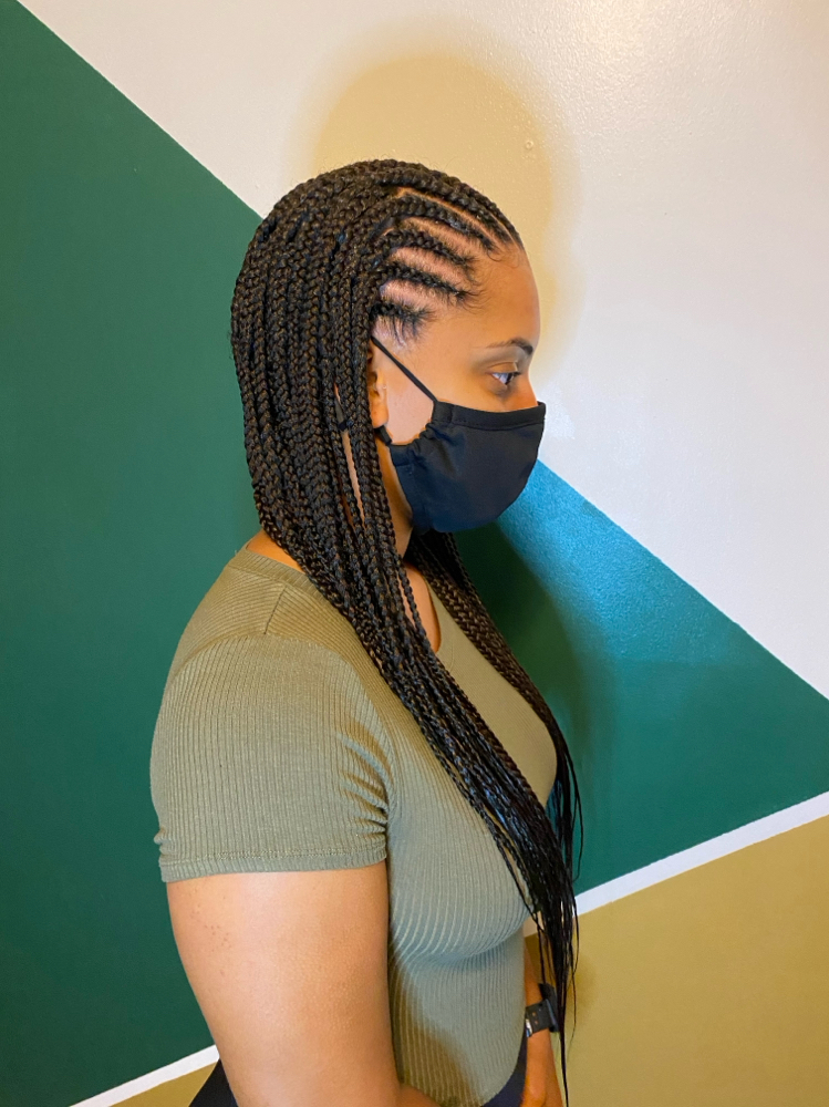Cornrows with knotless Box Braids (Small)