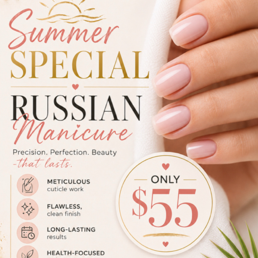 Summer Russian Gel manicure $55 at Sophia NY Nails & Beauty in Boca Raton, FL
