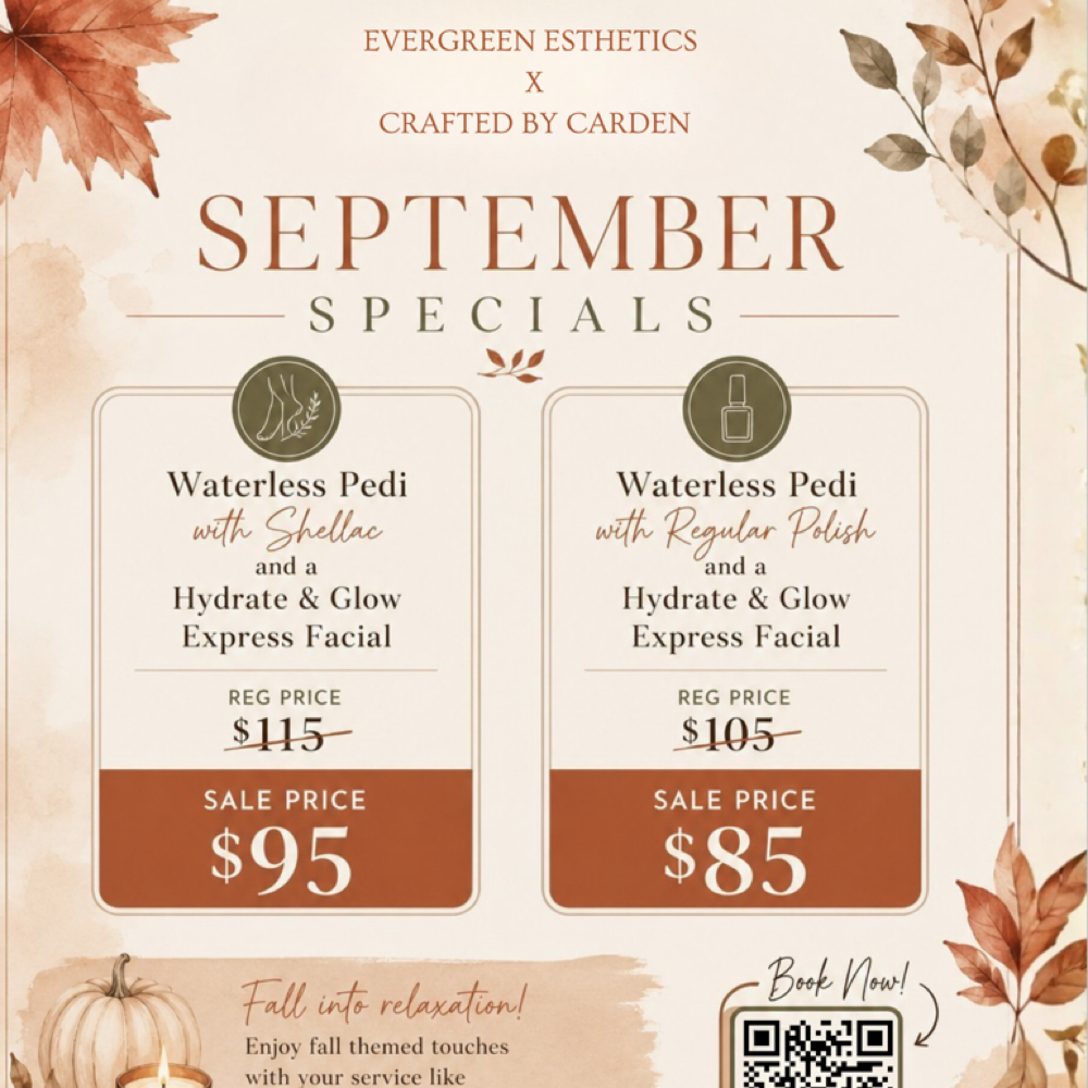September Special at Evergreen Esthetics Co in New Boston, MI