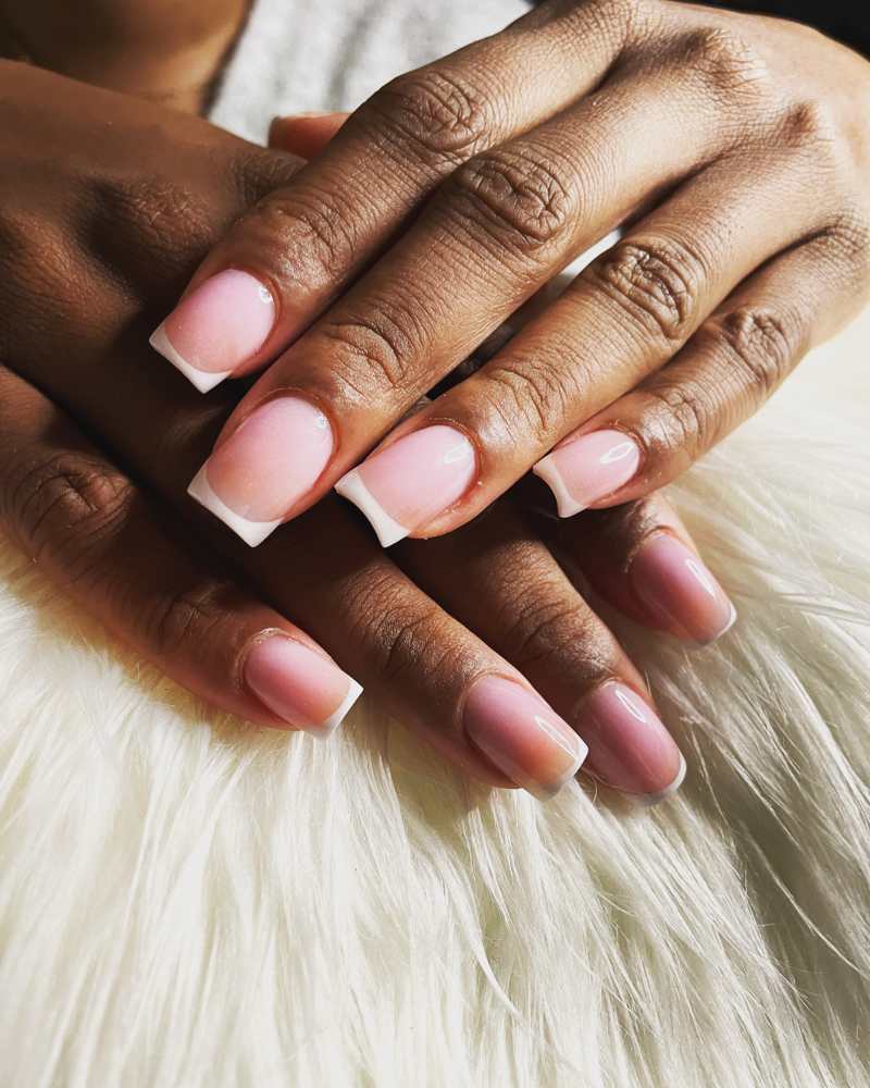 Pink & White Full Set/with Tips