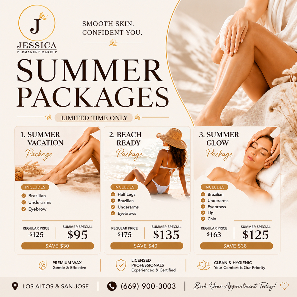 🌿 Summer Waxing Specials at Jessica PMU & Beauty studio in Los Altos, CA
