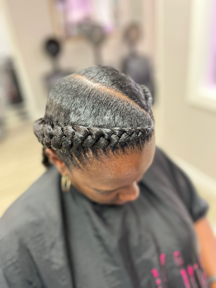 2 cornrows braid feedin