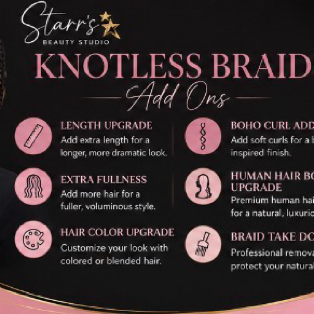 Knotless Braids Add-On at Starr's Beauty Studio in Town & Country, MO