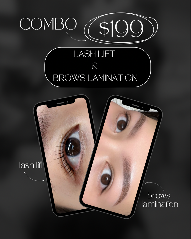 COMBO LASH LIFT & BROWS LAMINTION at KAMIE BEAUTY EYEBROWS & LASHES in santa clara, CA