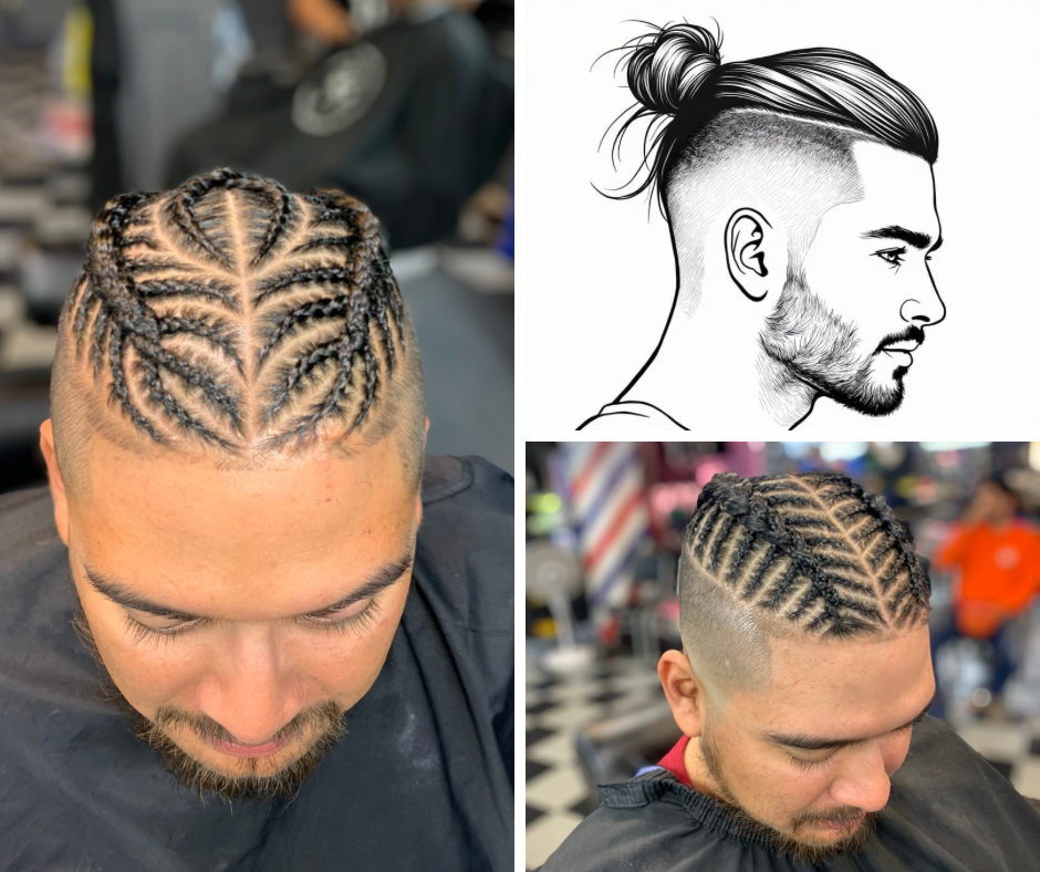 Fishbone Man Bun Braids