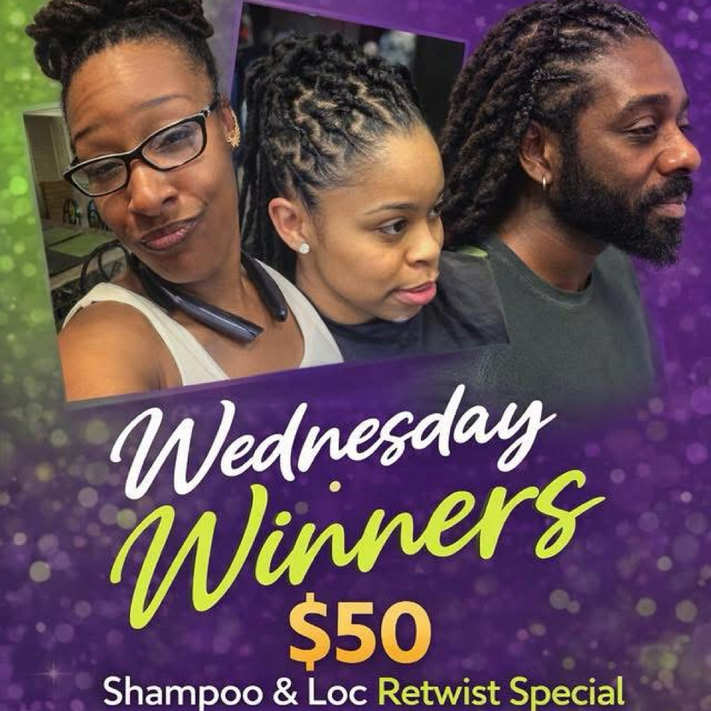 Wednesday Retwist Special at Loc’d N By ZenTri in Wilson, NC