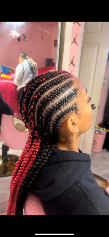 Small straight back stitch braids