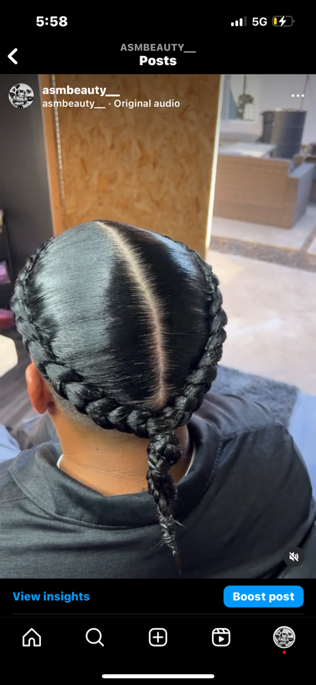 2 BRAIDS ON HALF HEAD