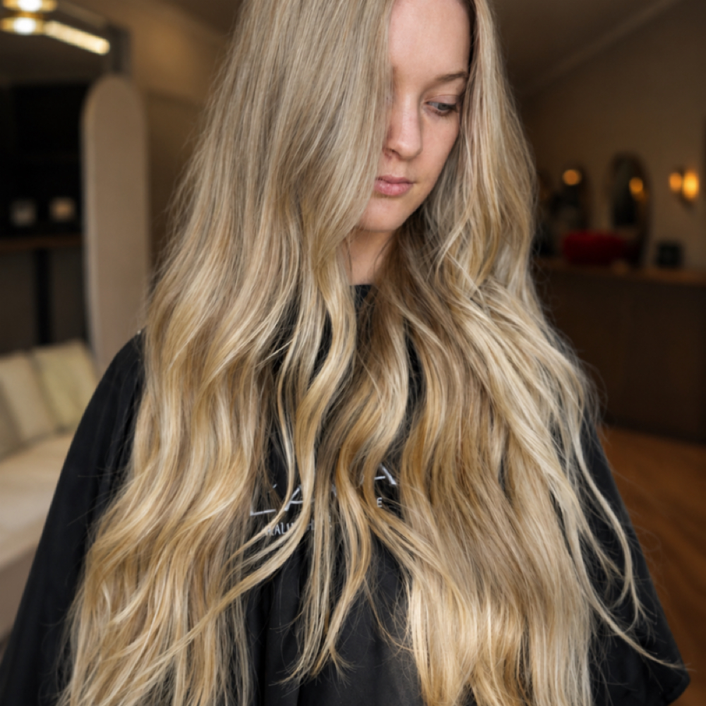 Partial Highlight W/ Gloss at The Salty Blonde Hair Salon in Beaufort, SC