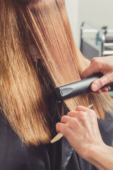 straightening hair