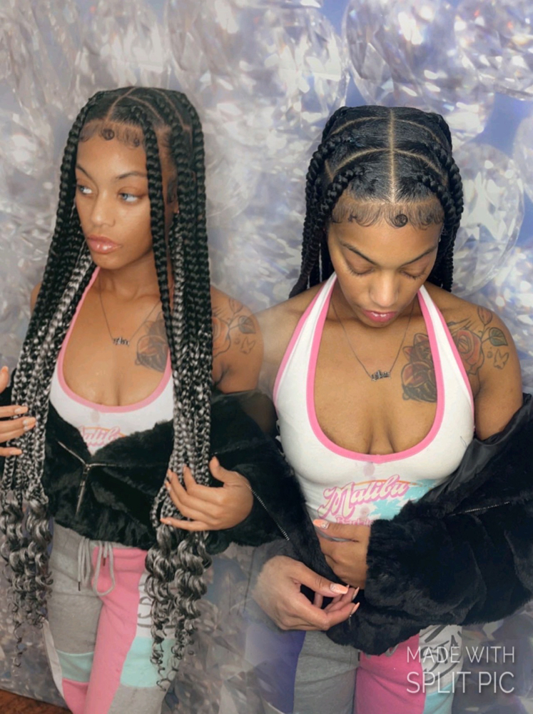 Large Waist Length Knotless Braids