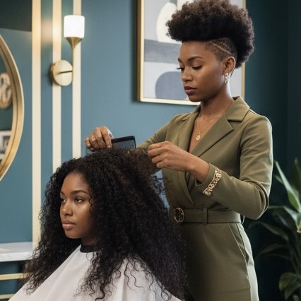 Detangling at Salon Shante in Westland, MI