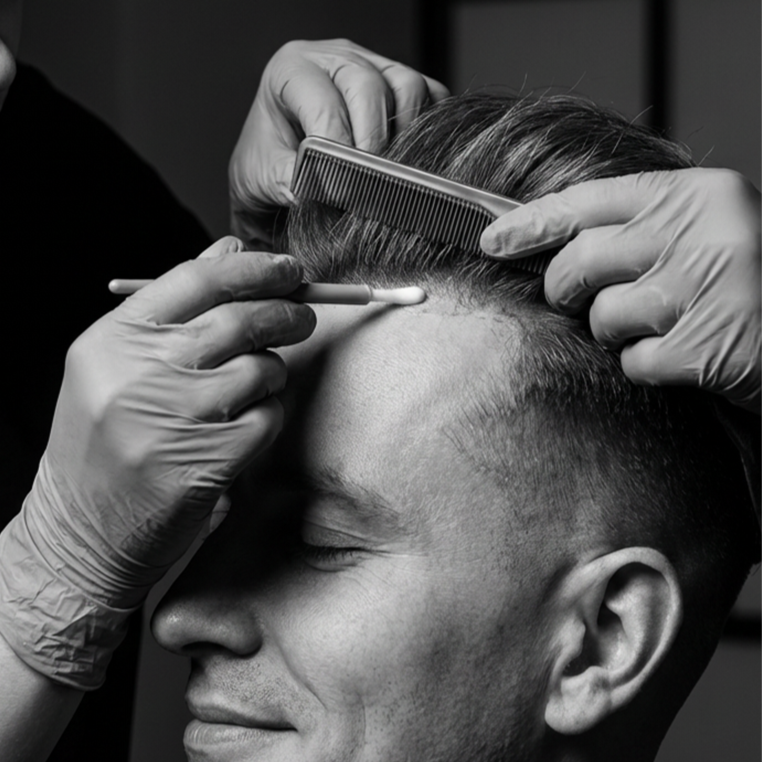 Non-Surgical Hair Replacement at Scissors & Razors Men’s Grooming Studio in Huntersville, NC