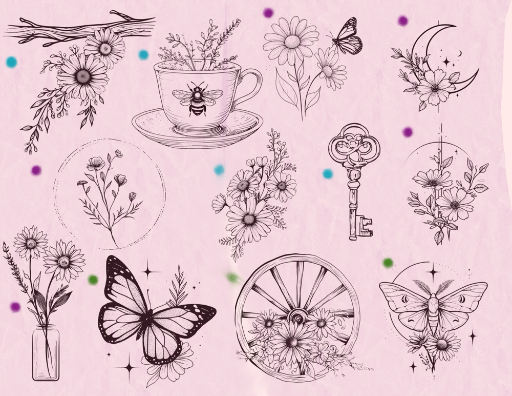 Cottagecore Etc flash Tattoos