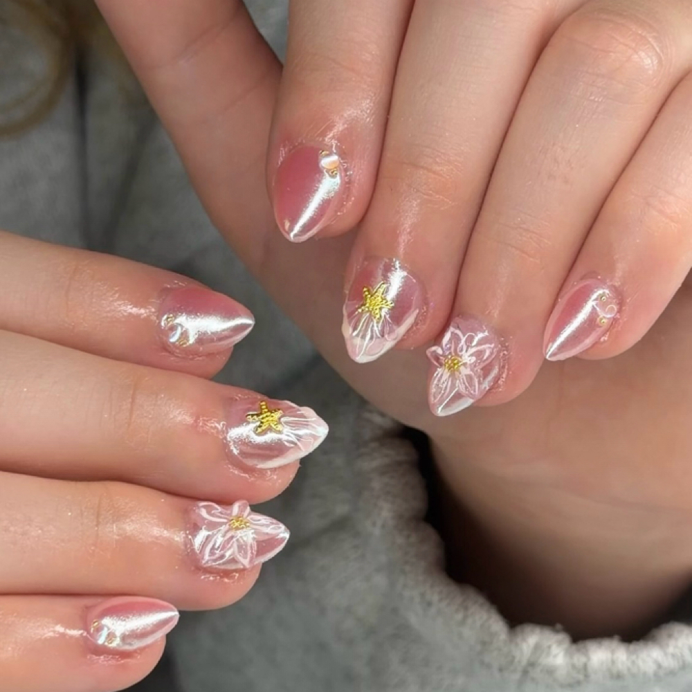 acrylic nails and gel toe combo at Lovely Nails in New Carlisle, OH