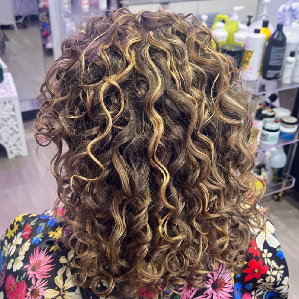 Partial Curly Highlights at Curl Connection in Leawood, KS