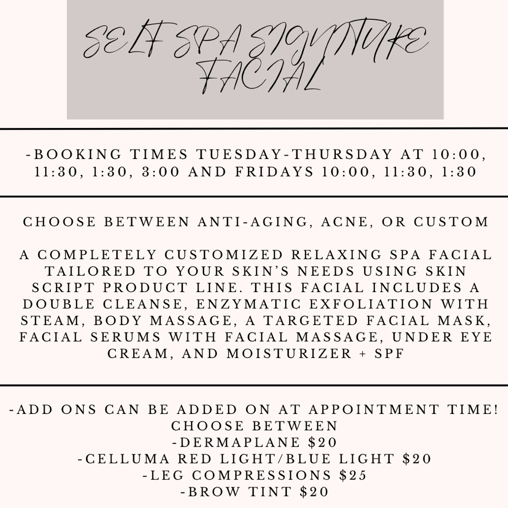 Self Spa Signature Facial- 75 Min