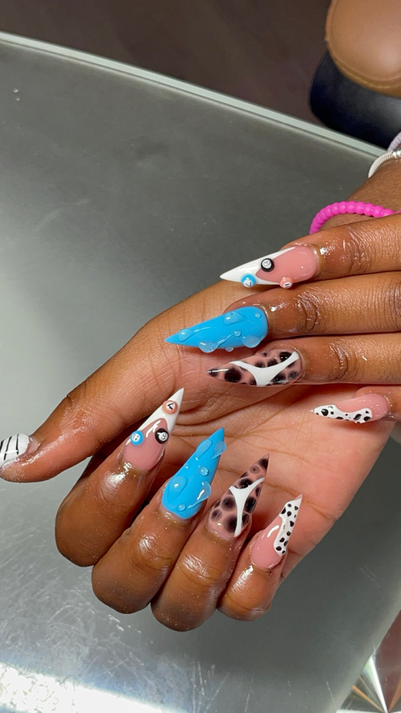Stiletto Set With 3D Art at nailsbymal3iah in Americus, GA