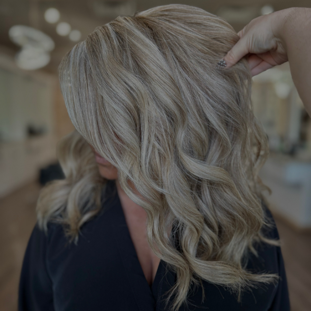 Color retouch+ Full highlight at Pani Style Hair Salon in Katy, TX