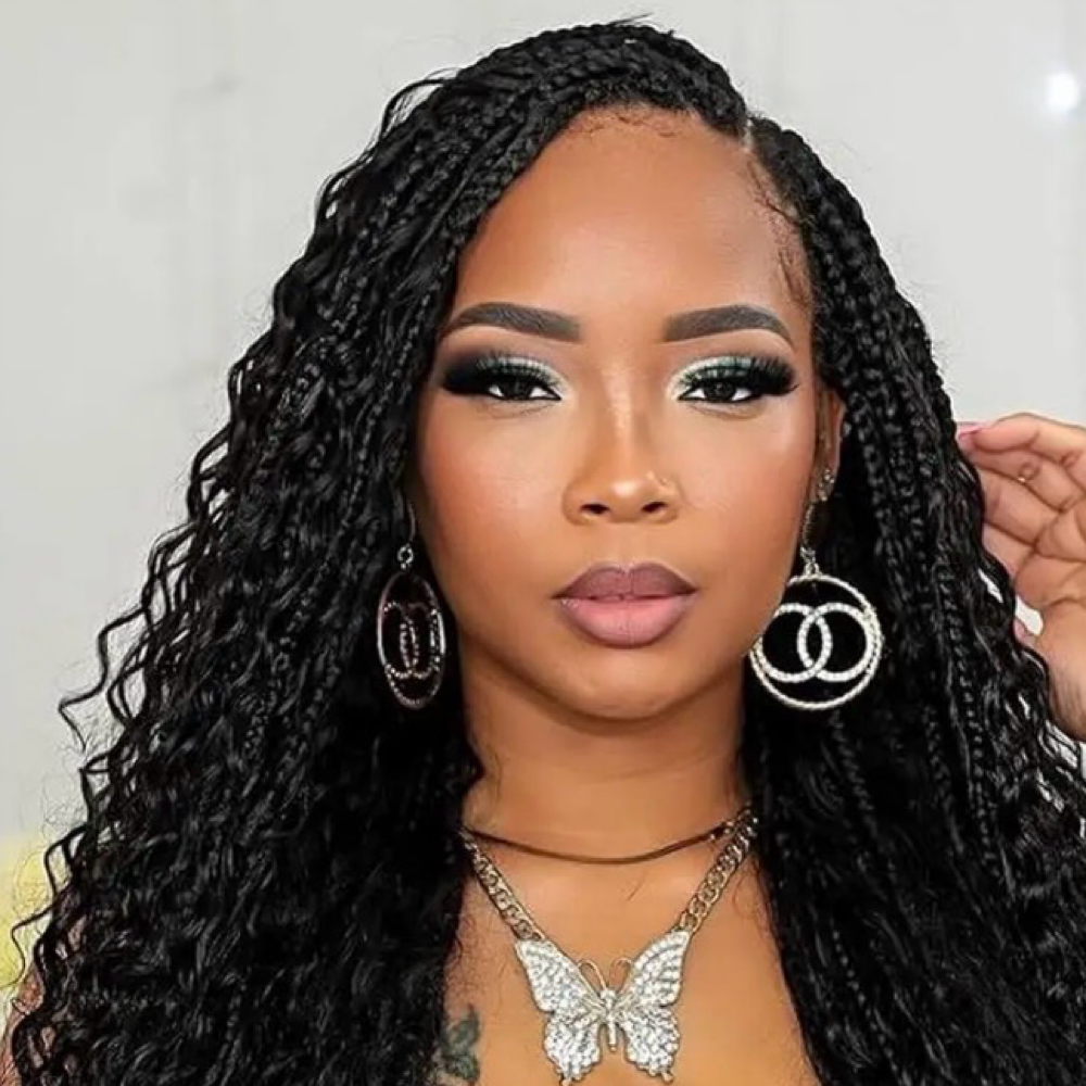 Boho Box Braids(bring Boho) at Blessing braiding bar in South Holland, IL