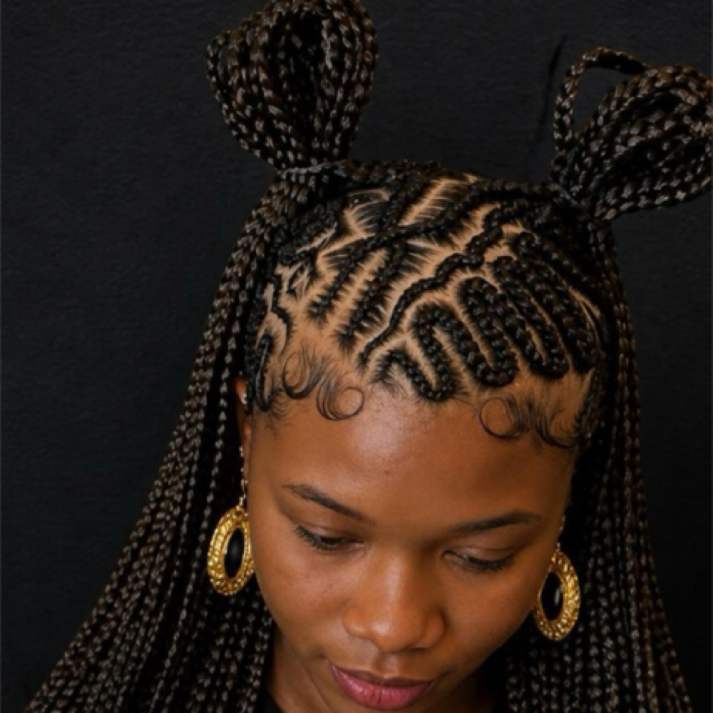 Cornrows w/Extensions at Equality’s Nubian Stiylz in Hampton, VA