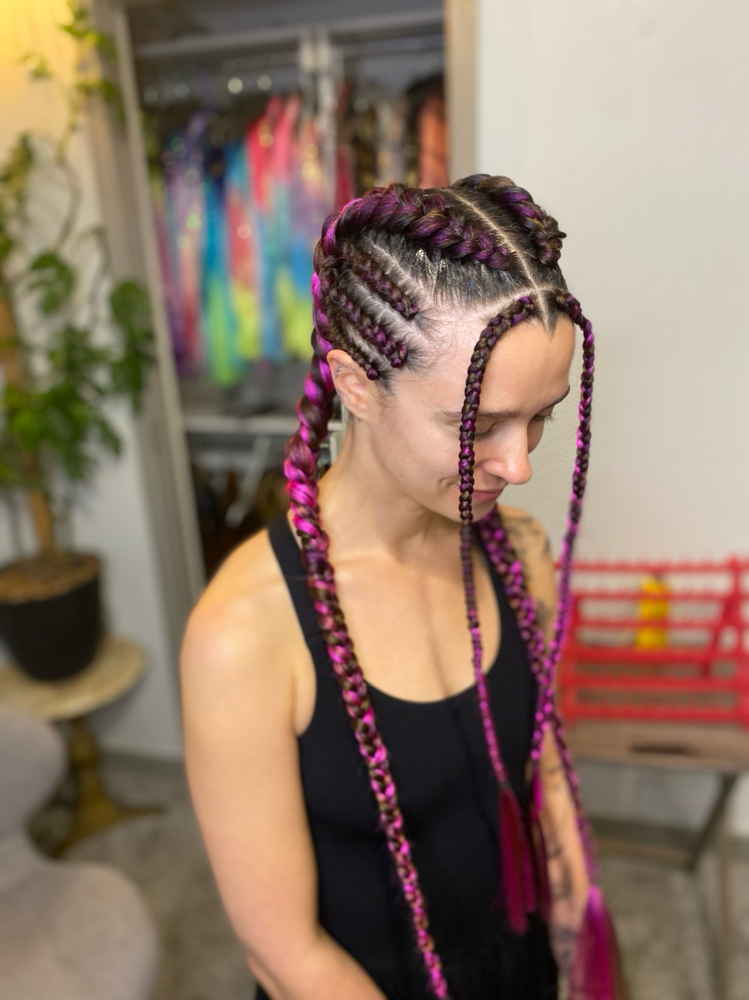 Two Dutch Braids with Side Braids