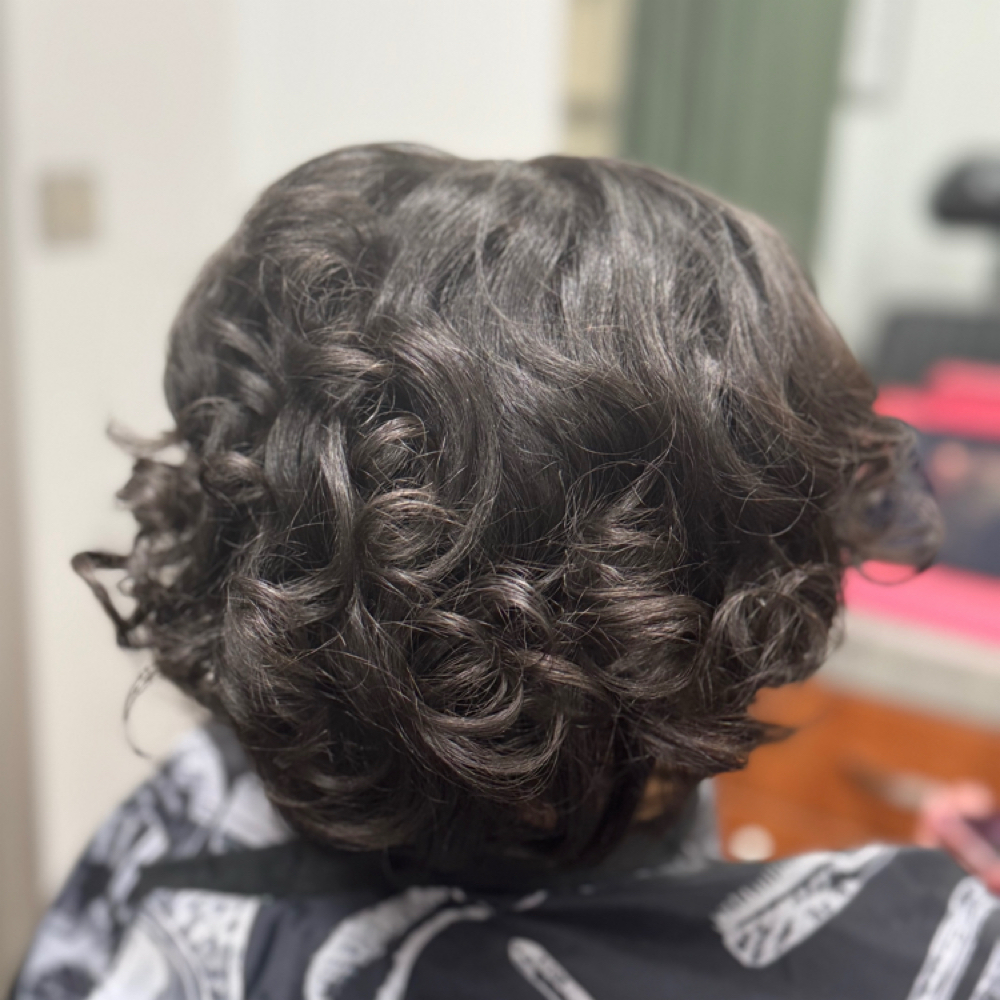 Roller Set on Relaxed hair at Cutz and Effects By Met in Flowood, MS