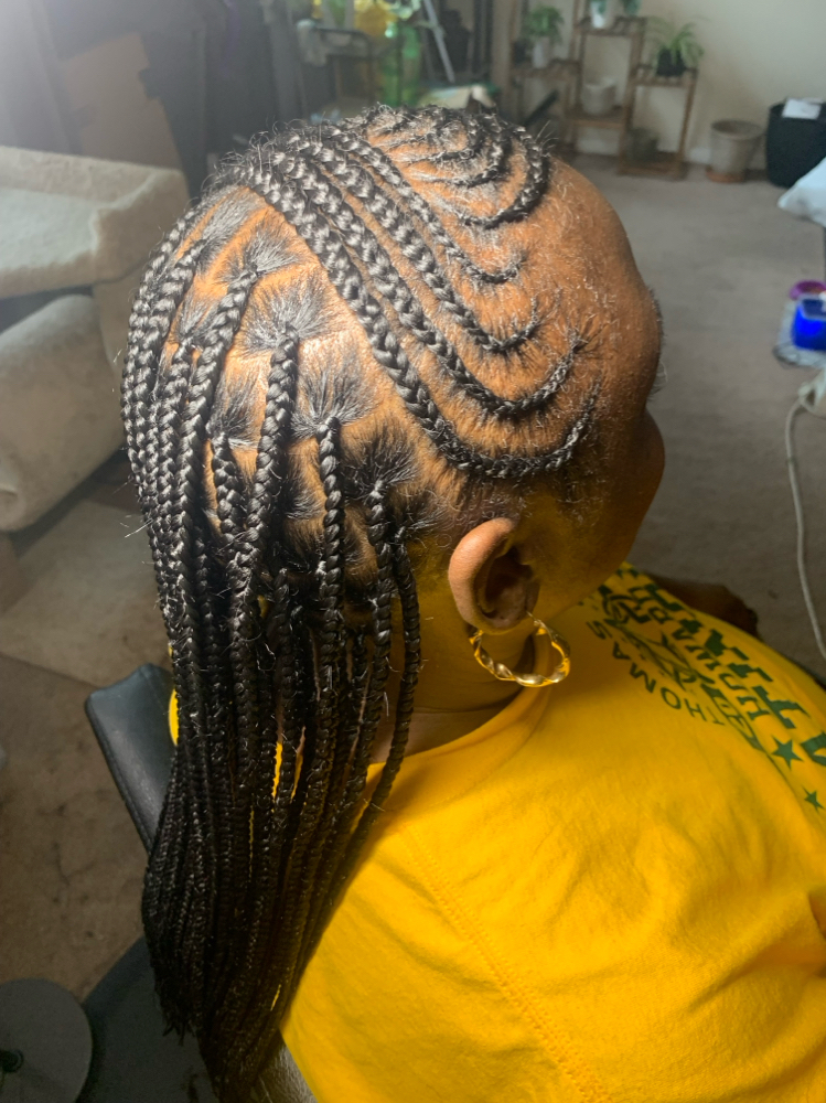 Knotless Braids With Cornrow Combo
