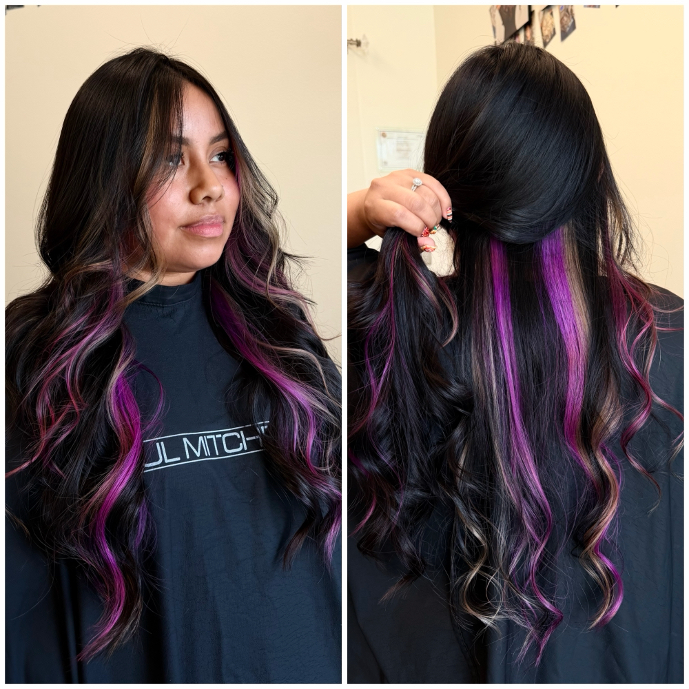 Calico Money Piece & Peekaboo Hair at VIRGINIA MALDONADO HAIRSTYLIST LLC in Stuart, FL