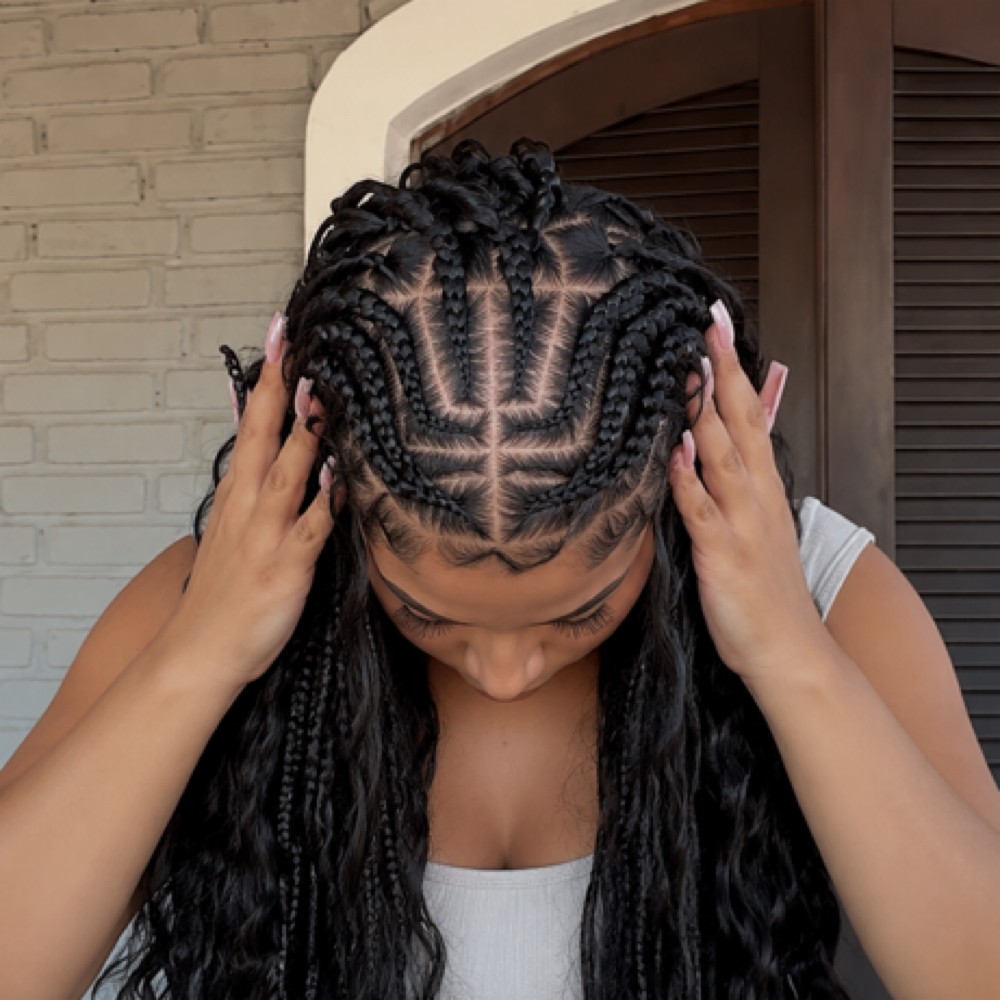 Feeding cornrows & knotless braids at G'Nels Braids Studio in LYNNWOOD, WA