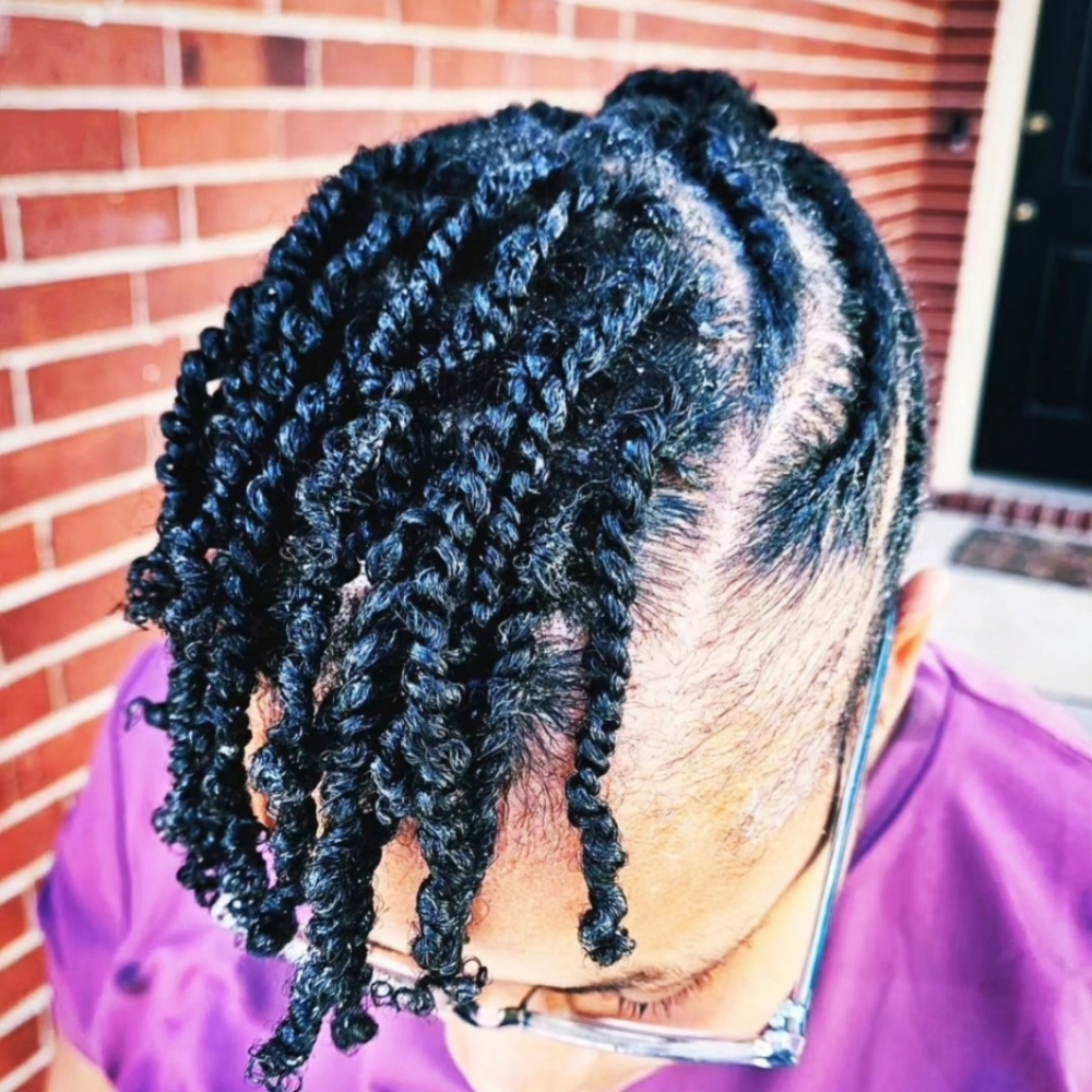 Mini Twist Updo at Josephine's Girls Hair Studio💜🦋 in Houston, TX