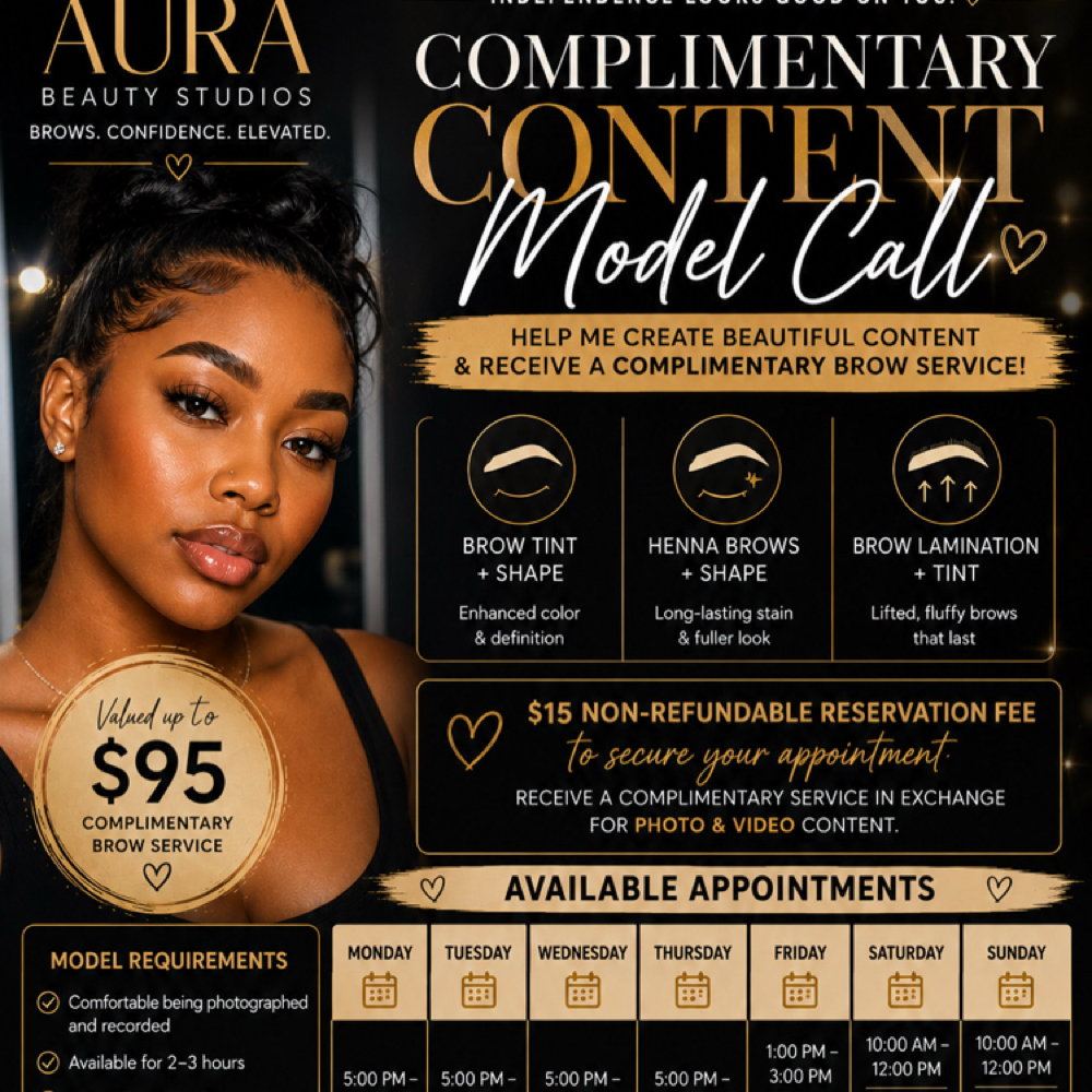 Complimentary Content Model Call at Aura Beauty Studios in Atlanta, GA