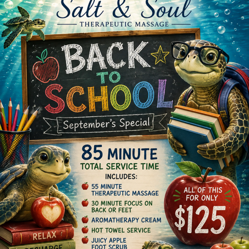 Back 2 School September Special at Salt & Soul Therapeutic Massage in Gap, PA