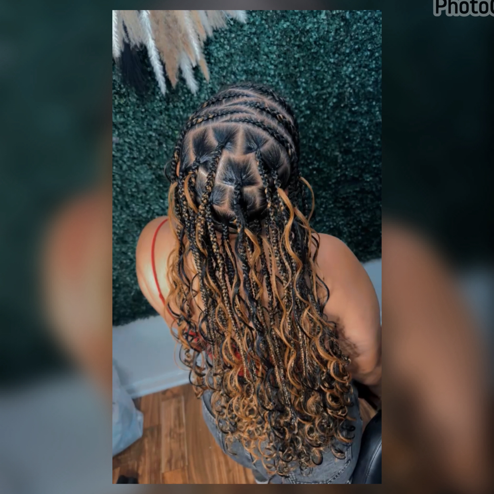 Half Cornrows Boho Half Box Braids