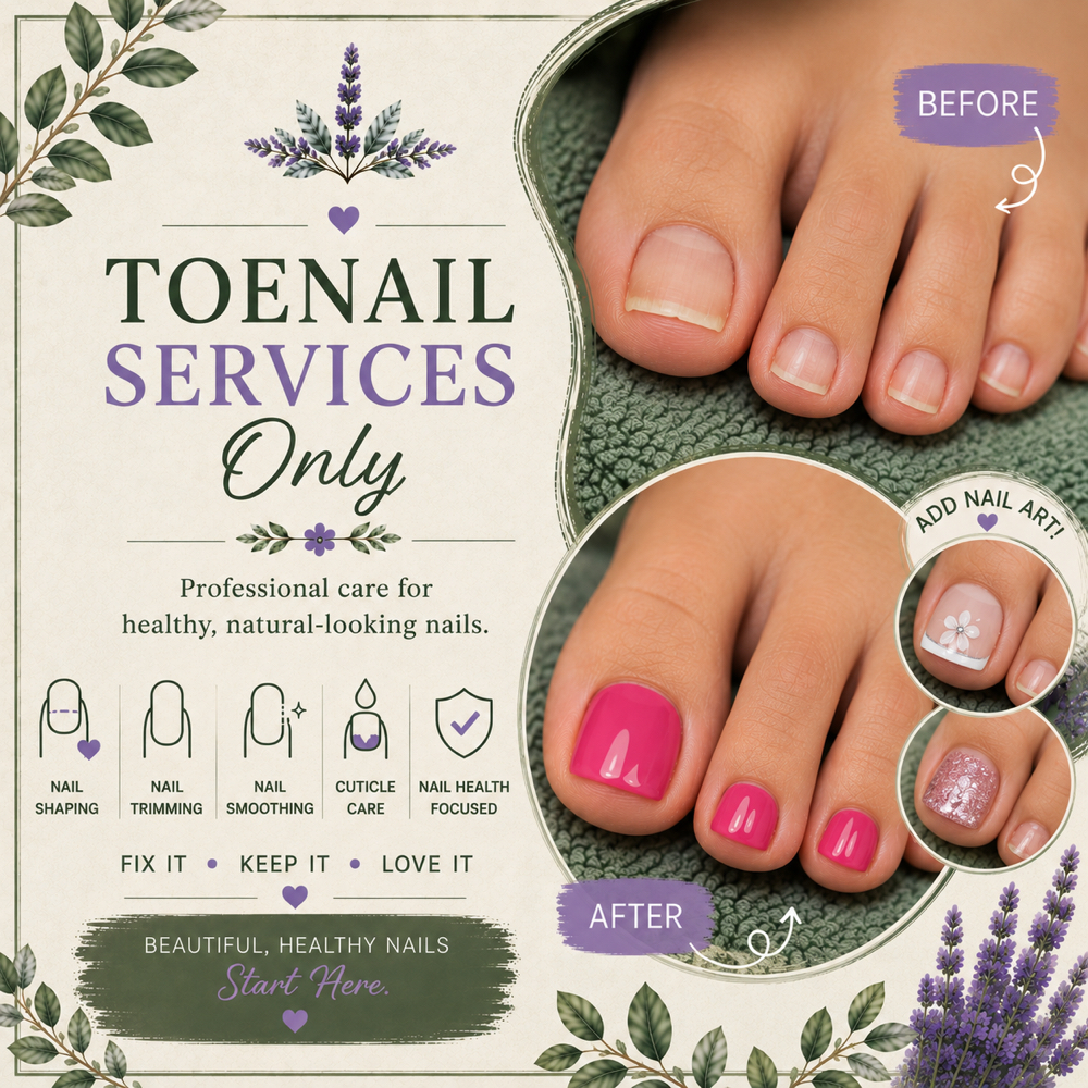 👣 TOENAIL SERVICES (NO PEDICURE) at Otani Nails & Handmade Jewelry in Columbia, SC