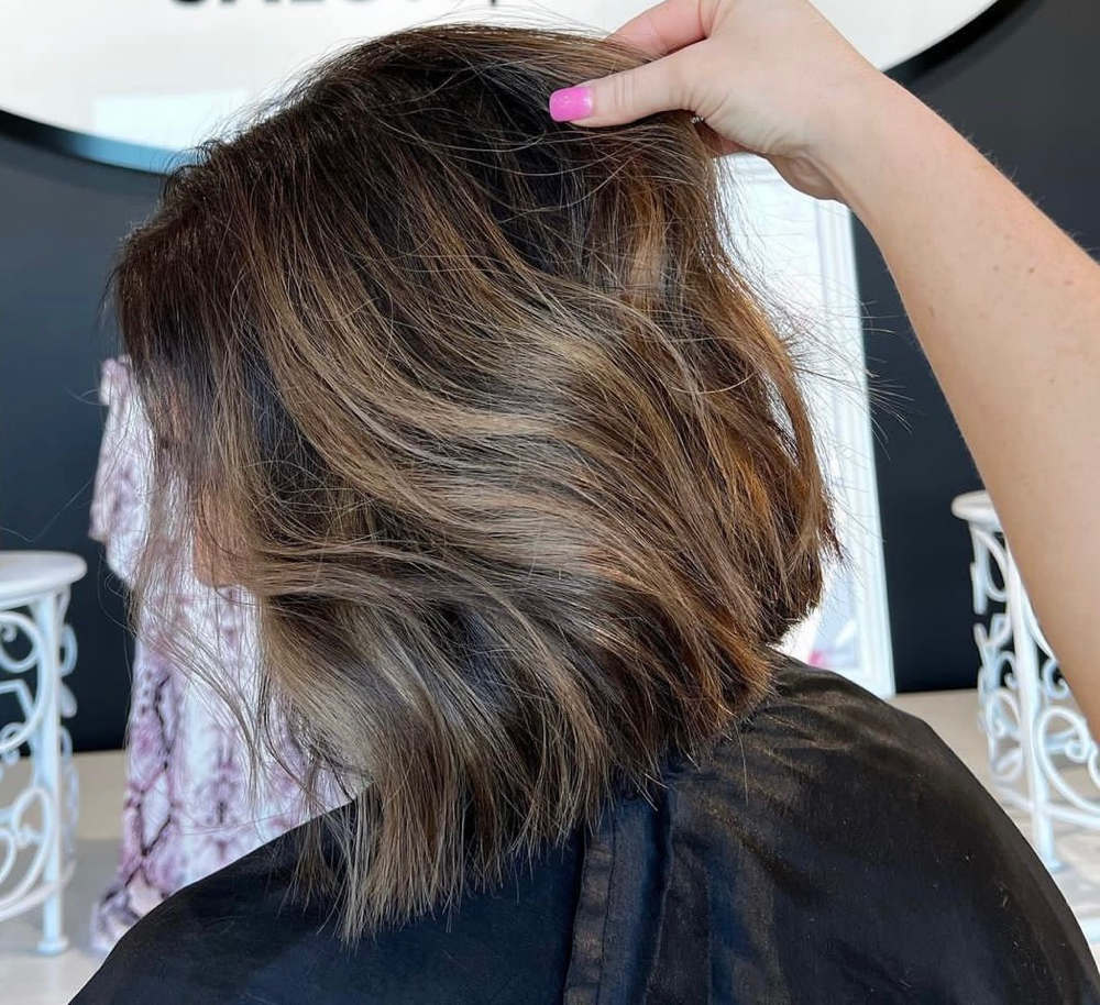 Balayage, Base Color + Blowout
