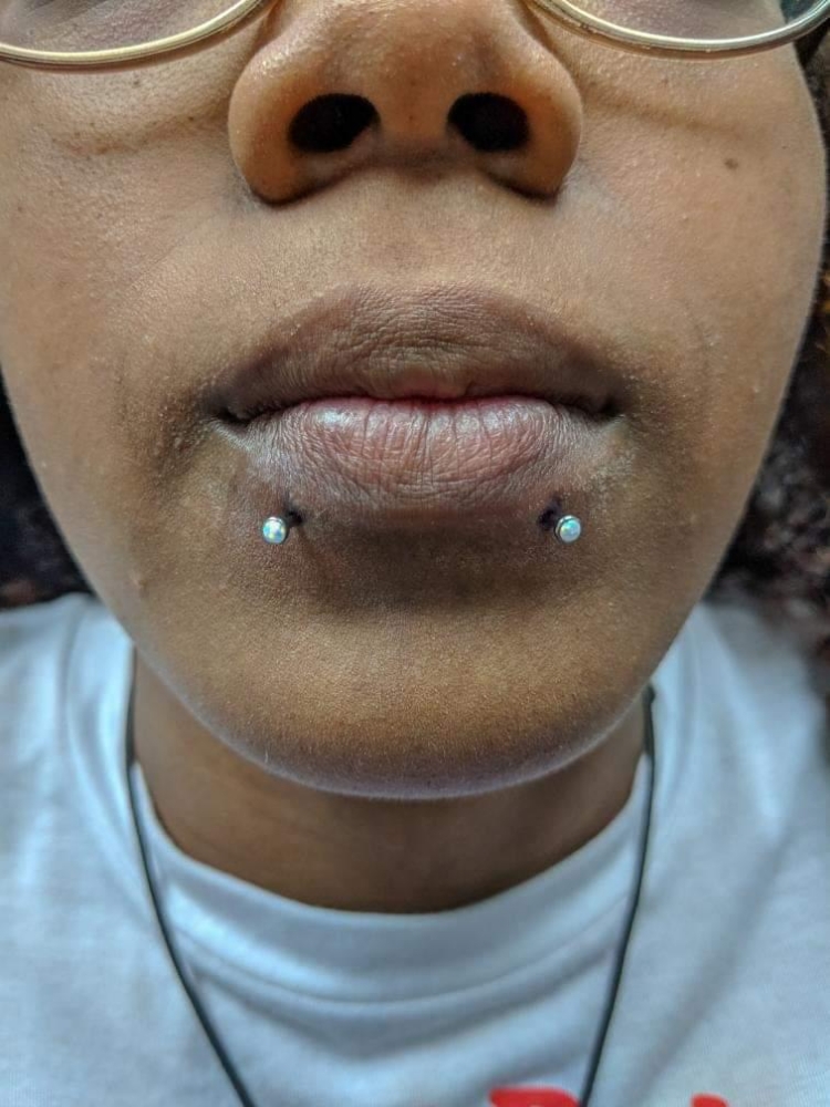 Paired Lip Piercings (Snake Bites)
