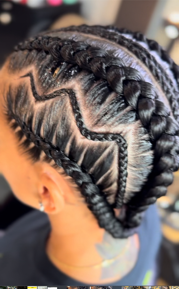 4 Braids w/Slight Design