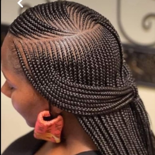 SMALL FEED-IN CORNROWS at Favourite Hair Braiding in Cantonsville, MD