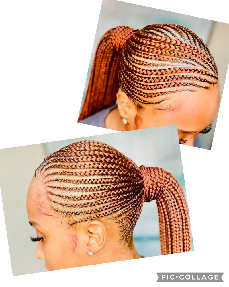 Medium ponytail cornrows