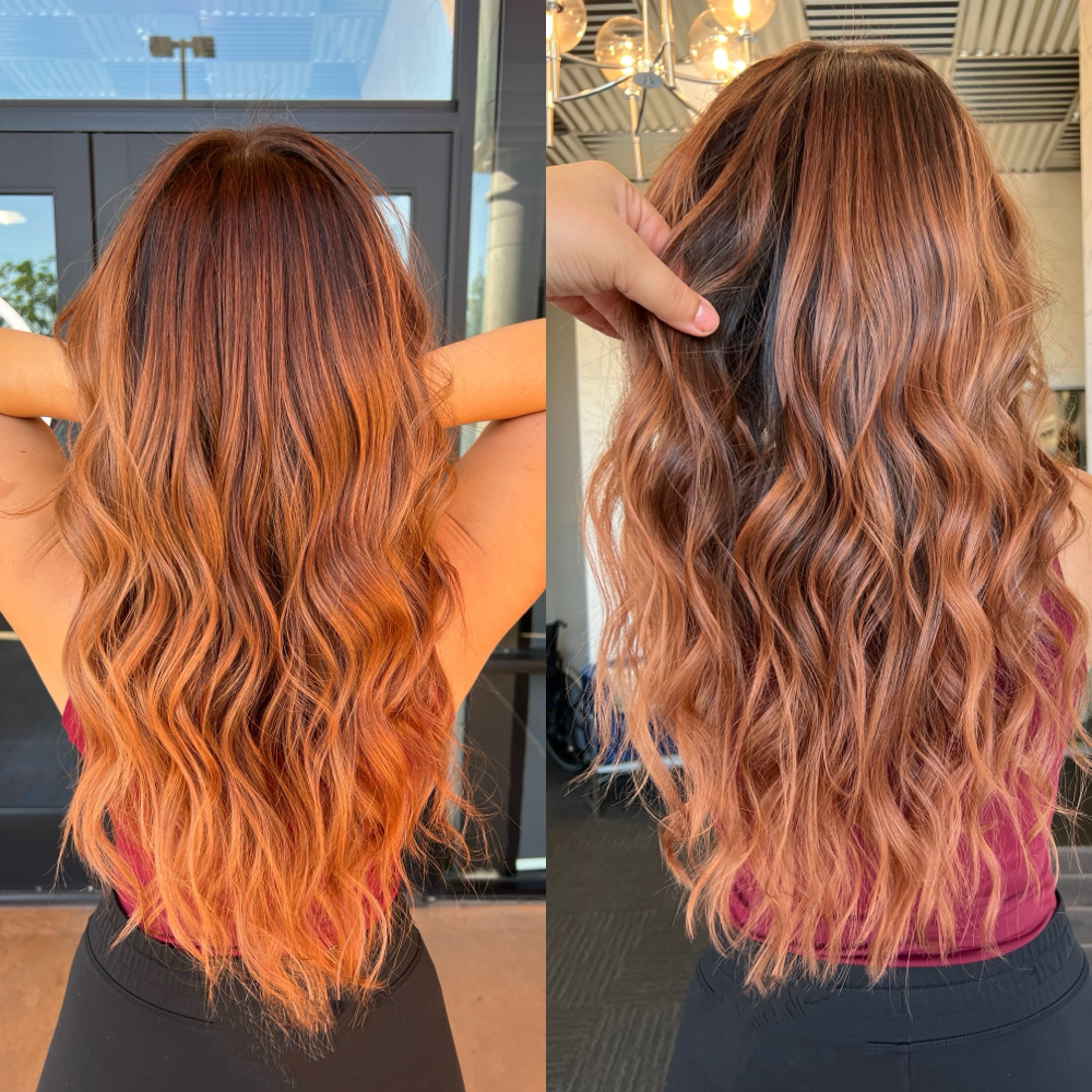 Copper balayage at Yasmeen Dahdoul Studio in Anaheim, CA